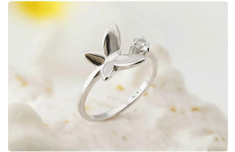 New 925 Sterling Silver Jewerly Rings Dolphins Dragonfly Wings Of The Angel Love Fox Butterfly Opening Adjustable Ring For Women