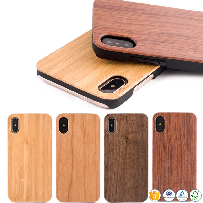 Custodia per telefono in bambù all'ingrosso per iPhone XS Max XR 8 plus 6S X 10 5s Custodia in legno per telefono cellulare in legno per Samsung Galaxy S8 S9 bordo S7