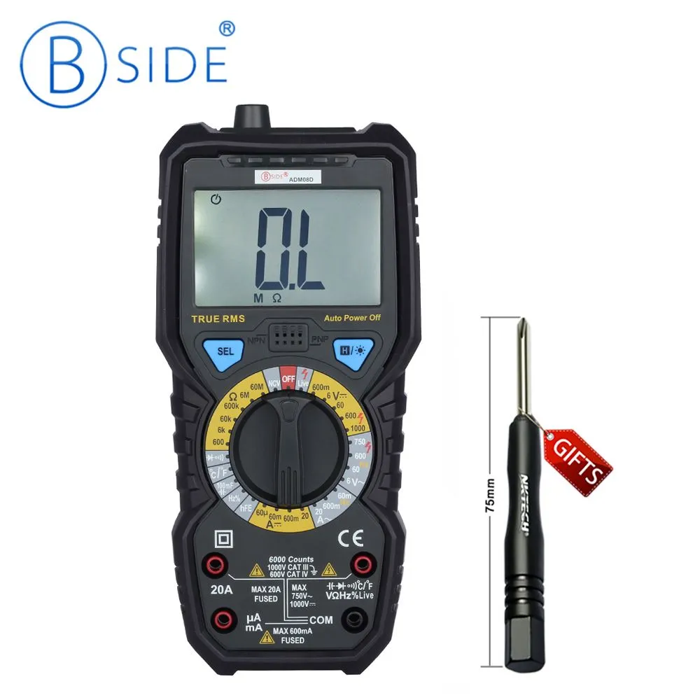 Freeshipping Digital Multimeters AC / DC Napięcie ACT / DC Temperatura Pojemność Temperatura Częstotliwość Testerów Prawdziwy RMS Mierniki