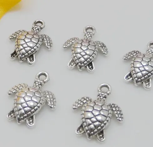 alloy lovely Turtle Charms Antique silver Charms Pendant For necklace Jewelry Making findings 16x12mm