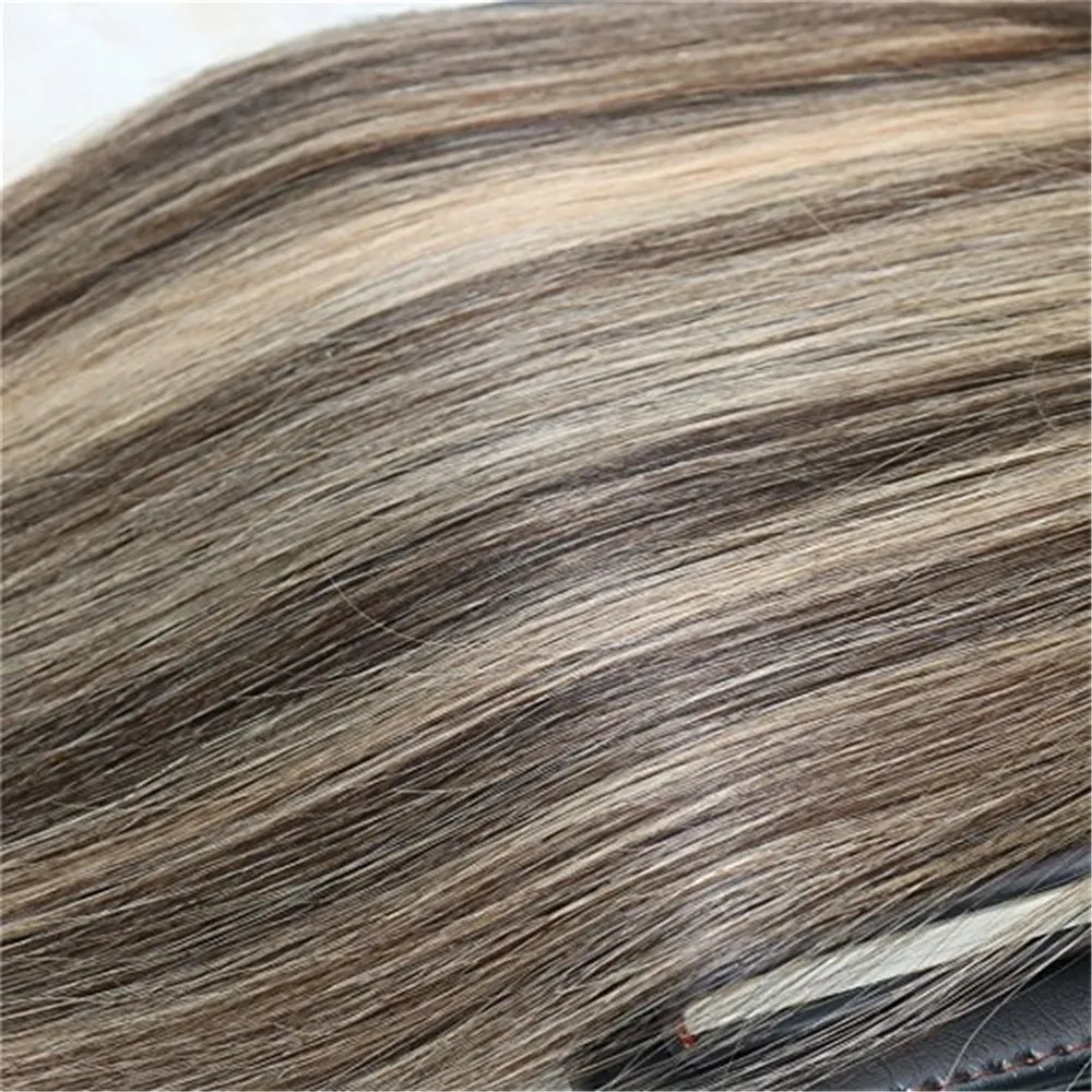 Remy Tape in Hair Extensions Balayage Color Dark Brown #2 Fading to Blonde #27 Mixed #3 Unprocessd Real Hair Seamless 100g 