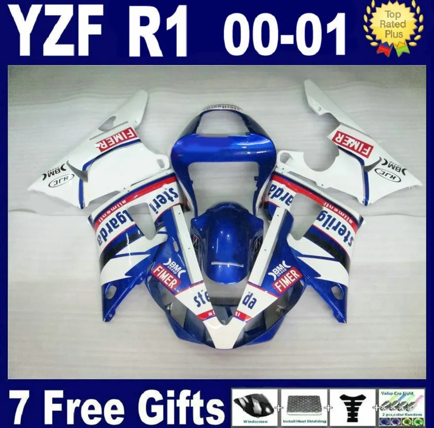 Kit carenatura 7gifts per Yamaha YZF R1 2000 2001 set carenature blu bianco YZFR1 00 01 AQ26