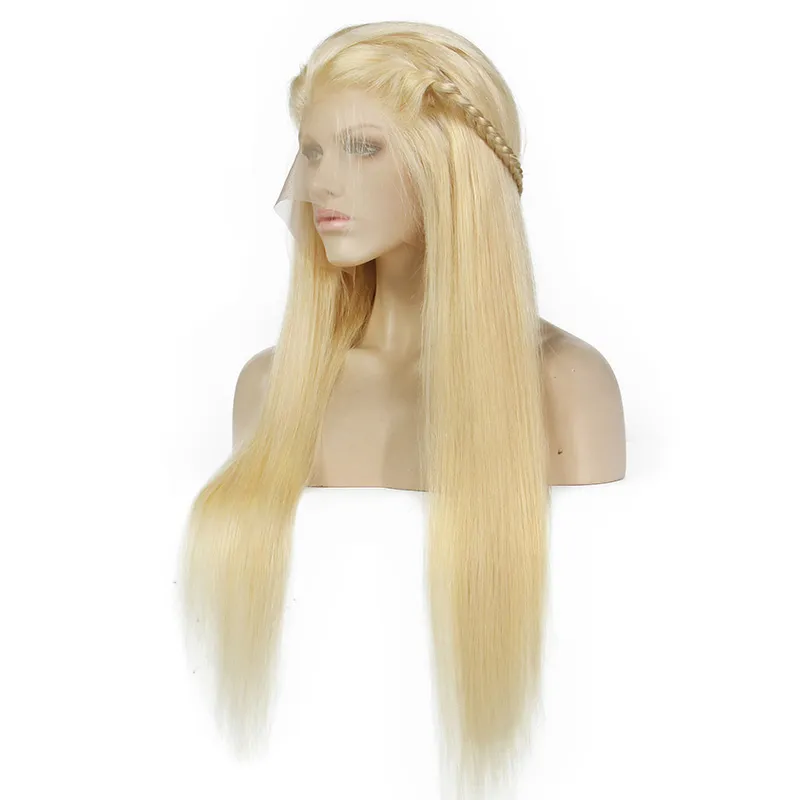 150 Density Brazilian Honey Blonde Human Hair Lace Front Wigs Color 613# Straight Thick Glueless Full Lace Human Hair Wigs With Baby Hair