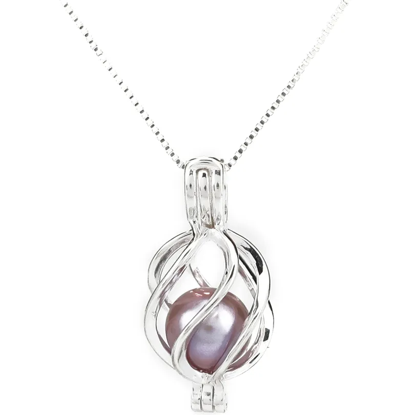 925 Sterling Silver Wybierz Pearl Cage Warp Twist Cage Cage Medalion Wisiorek Naszyjnik Boutique Lady Prezent