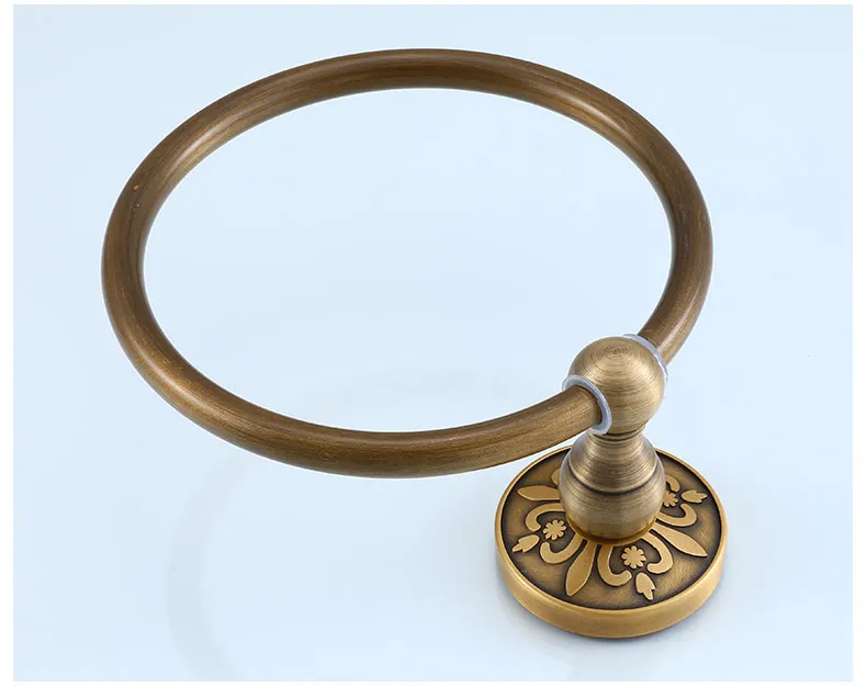 Antique gold Towel Rings Wall Mounted bathrobe holder Solid Brass Finish Bathroom Accessories4549527