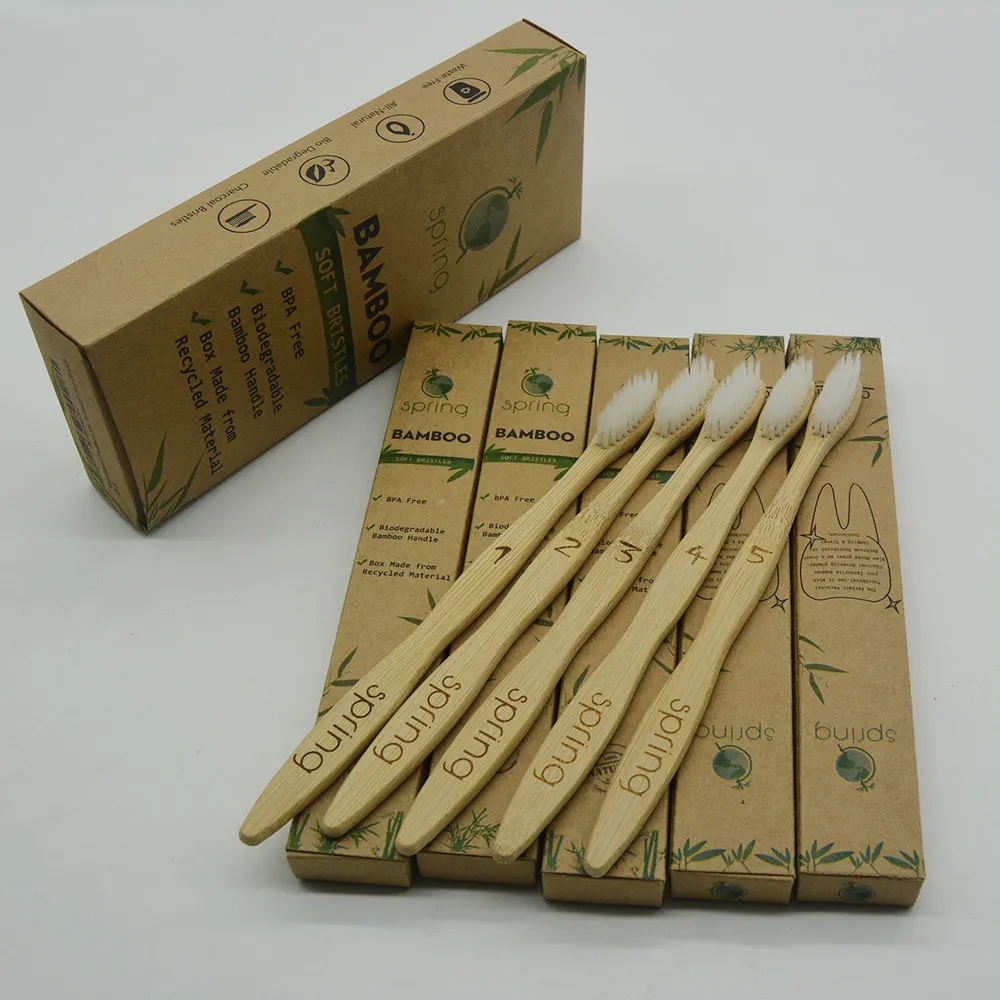 disposable toothbrush oem customized logo bamboo 5in1 toothbrushes tongue cleaner denture teeth travel kit soft free