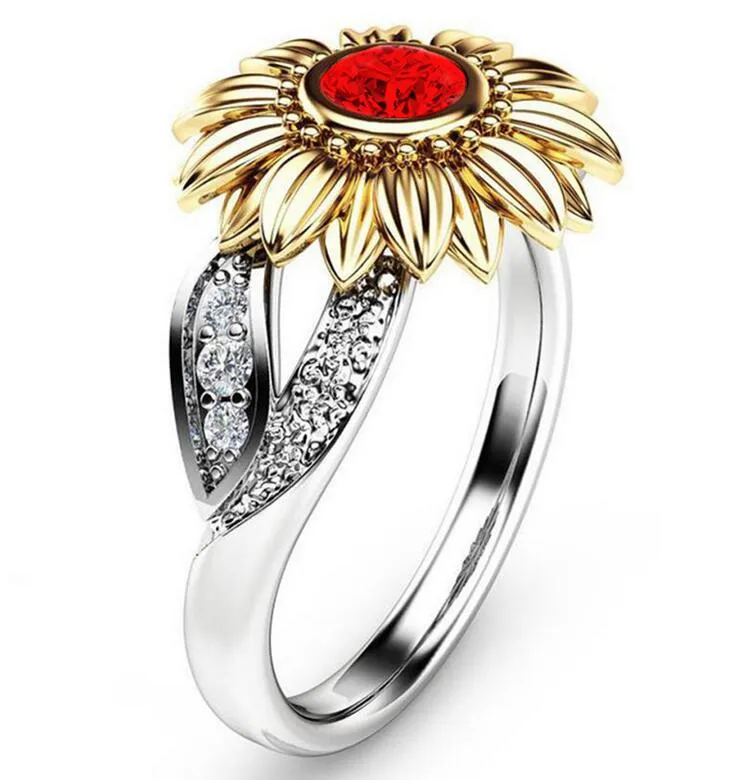 Victoria Wieck 2018 New Arrival Hot Fashion Jewelry 18K White Gold Filled 5A Cubic Zirconia Chrysanthemum sunflower Women Band Ring Gift