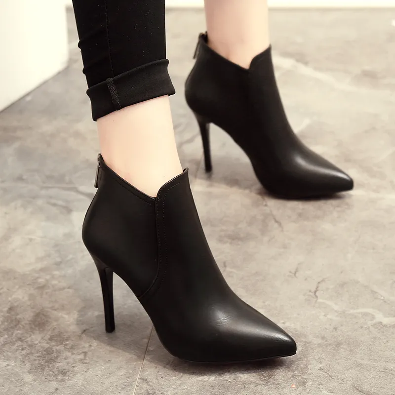 HAOTAGS Women's Low Heel Ankle Boots Womens Dressy Shoes Black Size 7 -  Walmart.com