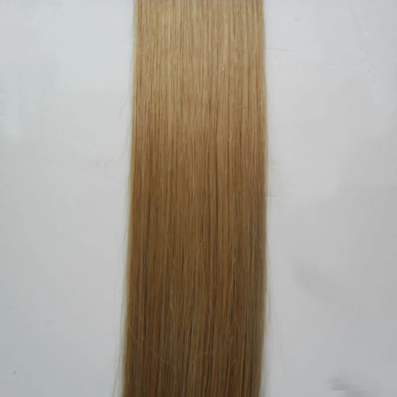 Tape In Human Hair Extensions 27 honey blonde 100G 10 to 26 Inch Non Remy Straight Brazilian Hair On Invisible Tape PU Skin Weft