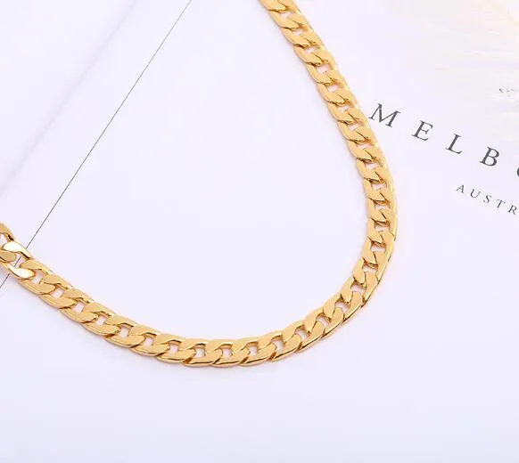 6 mm*16-30 tum 18k guldpläterad halsband mode personlighet sautoir man/kvinna guld par halsband tillbehör hip hop