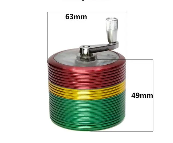 Der neue vierfarbige Rocker-Schraubenschleifer aus Aluminiumlegierung, Durchmesser 63 mm, handpolierter Zigarettenanzünder