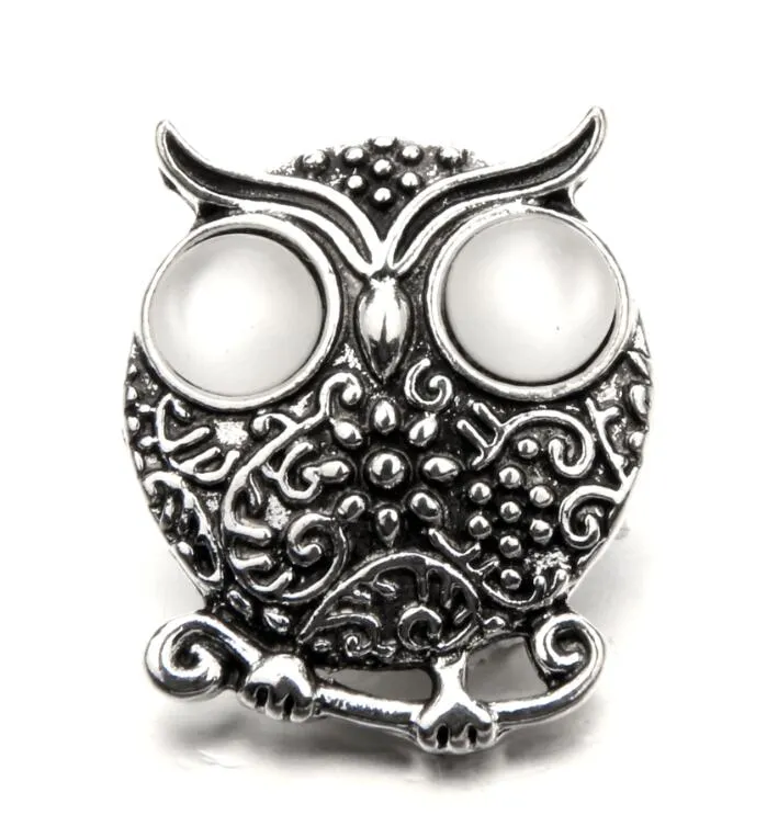 Mode Crystal Ginger Snap Sieraden Animal Owl Metal Snap Gemengde Persknoppen voor 18mm Snap Armbanden voor vrouwen