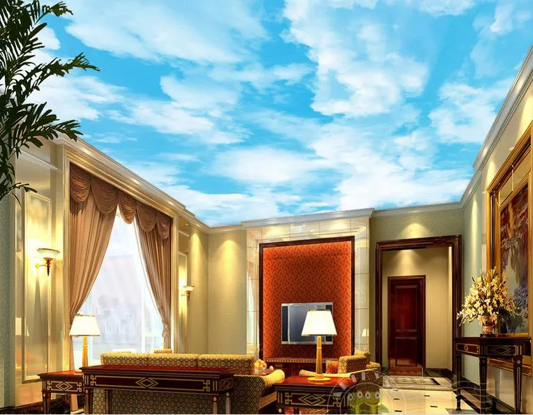 3d stereoscopic wallpaper Fantasy fresh 3d blue sky clouds sky landscape art zenith fresco ceiling murals wallpaper