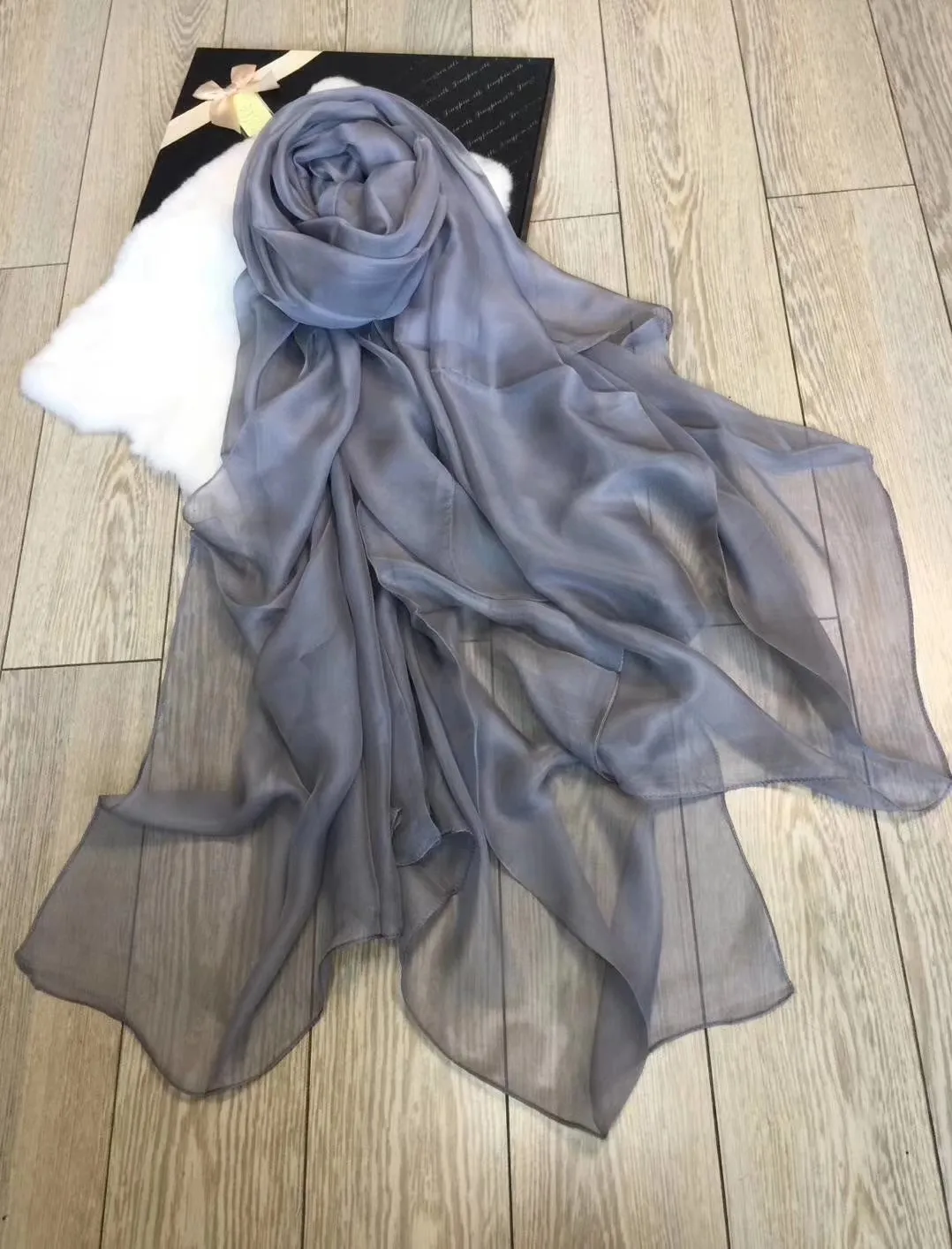 Ny tjejkvinnor Solid Chiffon Silk Stor Scarf Scarves Shawl Wrap Gift Accessory 200 * 150cm # 4076