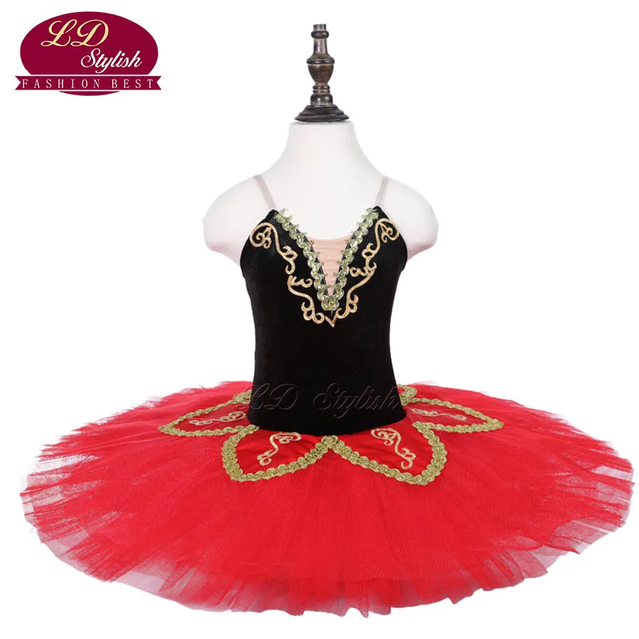 Tutu de Ballet noir pour enfants, vêtements de scène de spectacle casse-noisette, Costumes de concours de danse de Ballet rouge pour filles, jupe de Ballet pour enfants