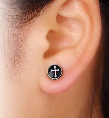 Mens Women Stainless Steel Magnetic Cross Chain Clip on Non-Piercing  Earrings | eBay