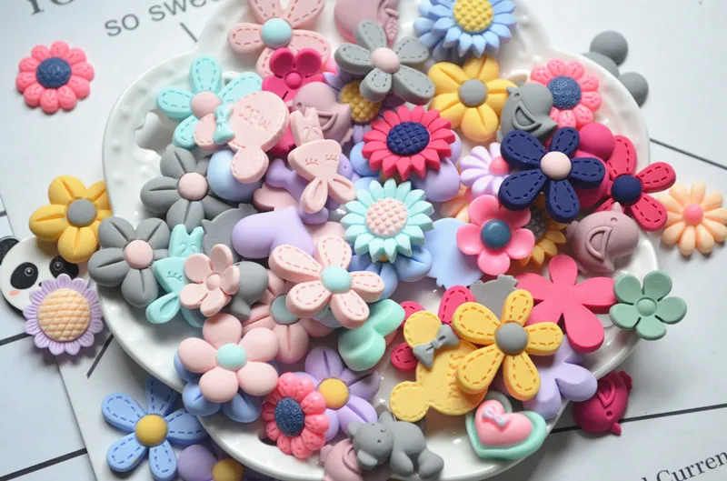 / Mix harts Flatback Button Flower Bow Art Album Flatback Scrapbooking Utsmyckningar DIY Scrapbooking Craft Accessory