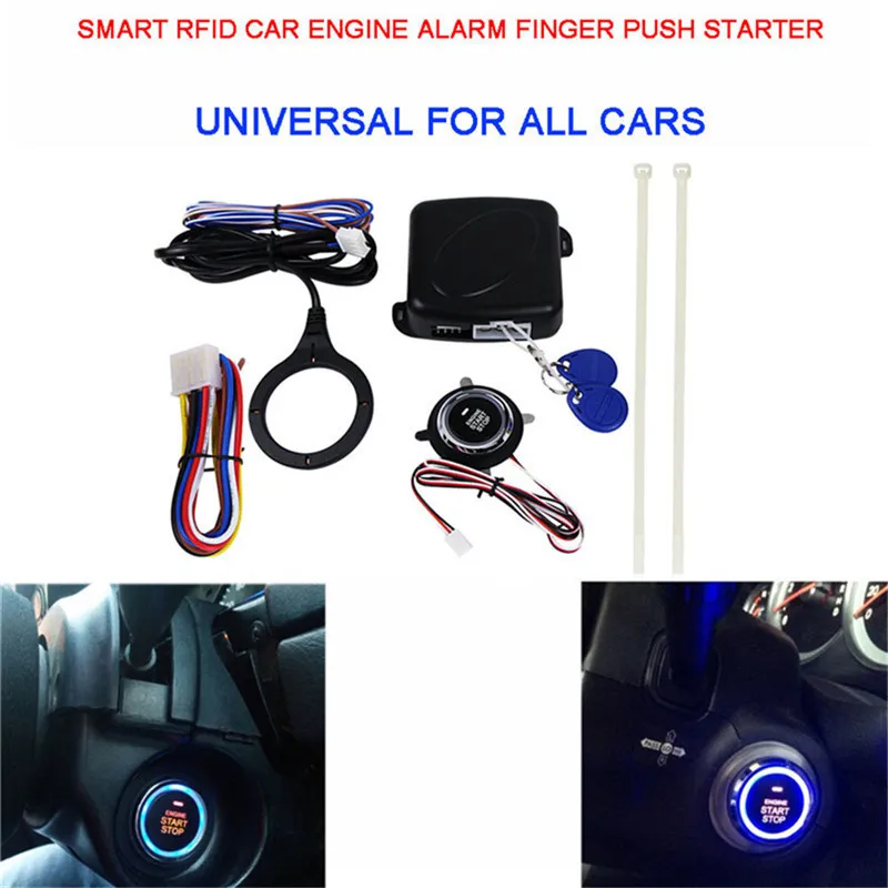 Smart RFID Auto Alarmsysteem Push Motor Start Stop Knop Transponder Startonderbreker Keyless Go Past voor 12V Cars Cars mate268M