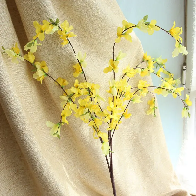 유럽 ​​농촌 스타일 노란색 실크 춤 레이디 난초 104CM 인공 꽃 플로어 꽃 웨딩 / 하우스 장식