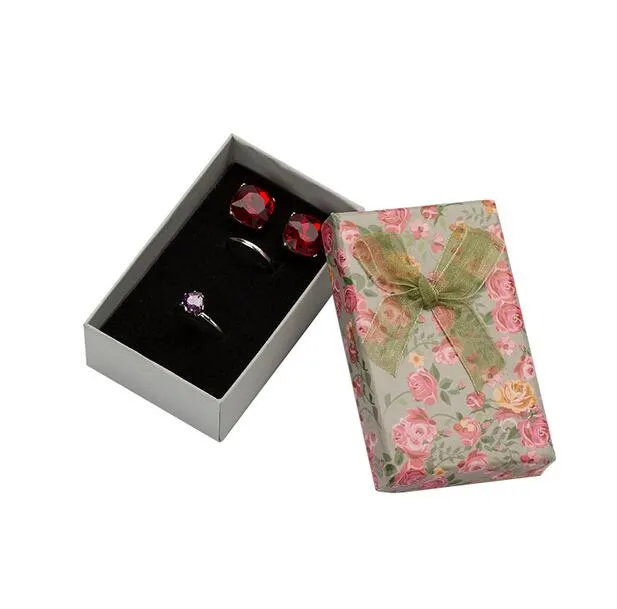 Blomma Floral Necklace Earrings Ring Box 5 8cm smycken Box Pappersmycken Presentförpackning Multifärger Jycken Organiser GA59286B