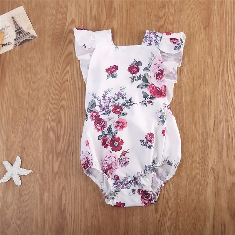 Новорожденный девочка одежда 2018 Лето цветочные оборками ползунки цельный одежда Детская одежда Sunsuit Baby Body костюмы новорожденных девочек одежда