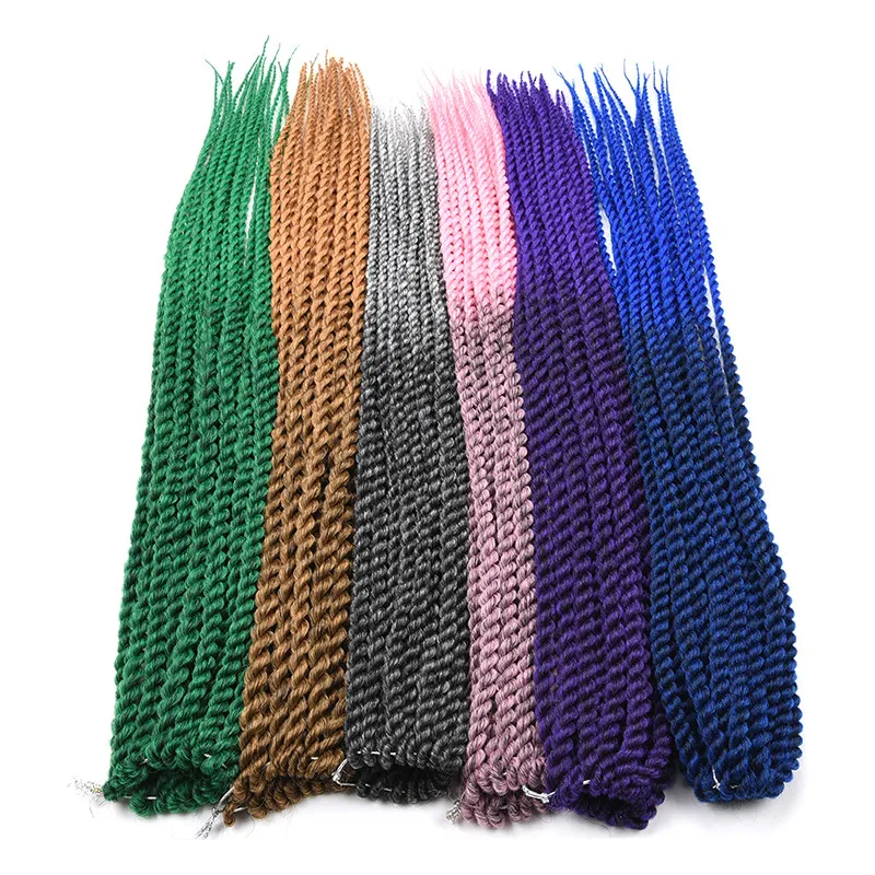 Extensions de cheveux synthétiques ombrés de 22 pouces, tresses torsadées sénégalaises au Crochet, 18 racines, cheveux au Crochet pour femmes noires, 1 paquet