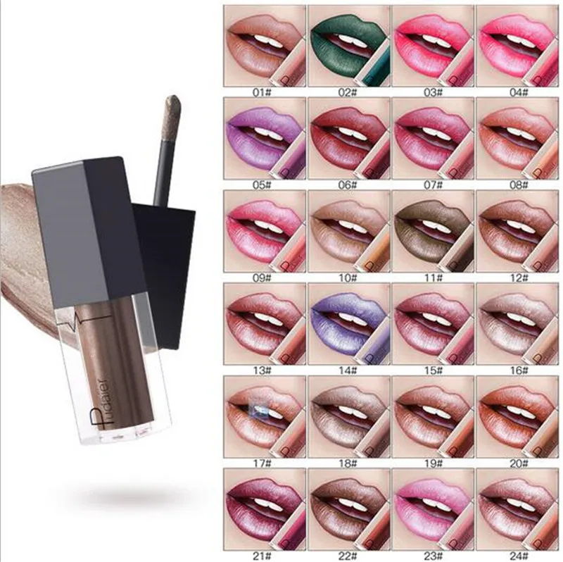 Pudaier Glitter Lipstick 24 Kleuren Sexy Schoonheid Langdurige Gloss Matte Liquid Magic Color Shimmer Lip Stick