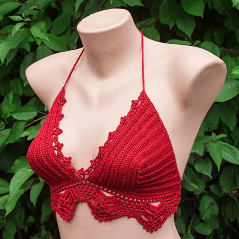 Top In Cotone Alluncinetto, Top Alluncinetto Fatto A Mano, Reggiseno Top Da  Donna, Costumi Da Bagno Alluncinetto Da Spiaggia, Top Rossi Festival Hippie  Da 8,03 � | DHgate