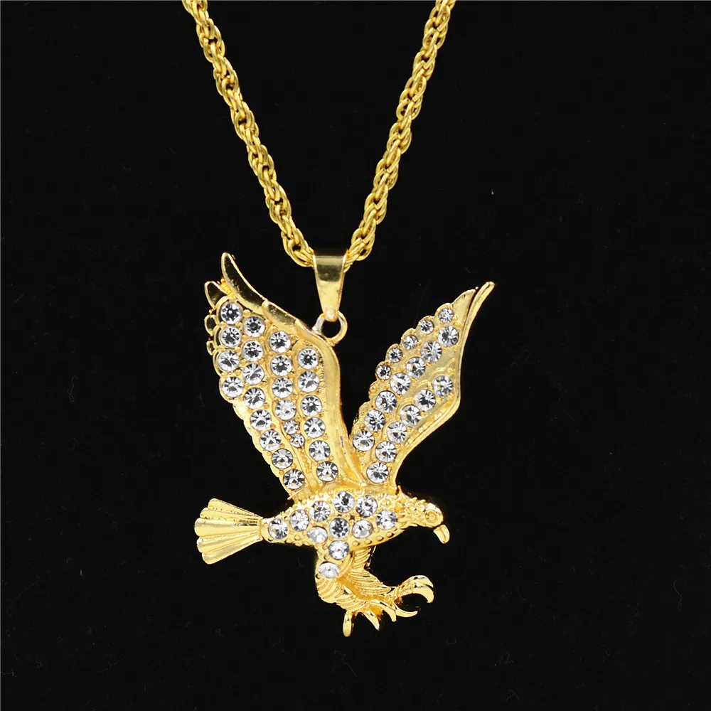 Uodesign marque aigle collier déclaration bijoux vente couleur or faucon Animal pendentif à breloque chaîne pour hommes