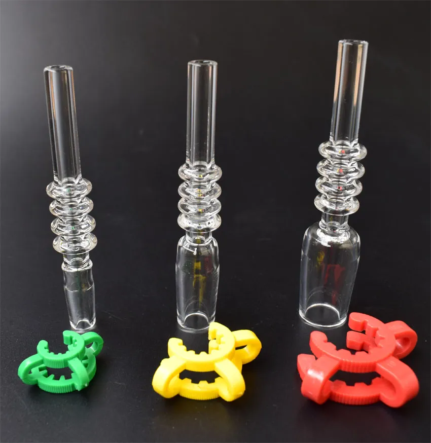 DHL de alta calidad 10 mm 14 mm 18 mm Punta de cuarzo para mini kits de colector de néctar con clips de plástico Keck Puntas de uñas de titanio Bongs de vidrio