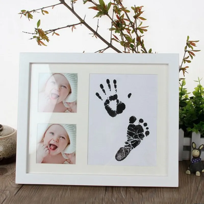 Newborn Milestone Photo Frame Kids Footprint Ink Pad Baby Handprint Photo  Frame