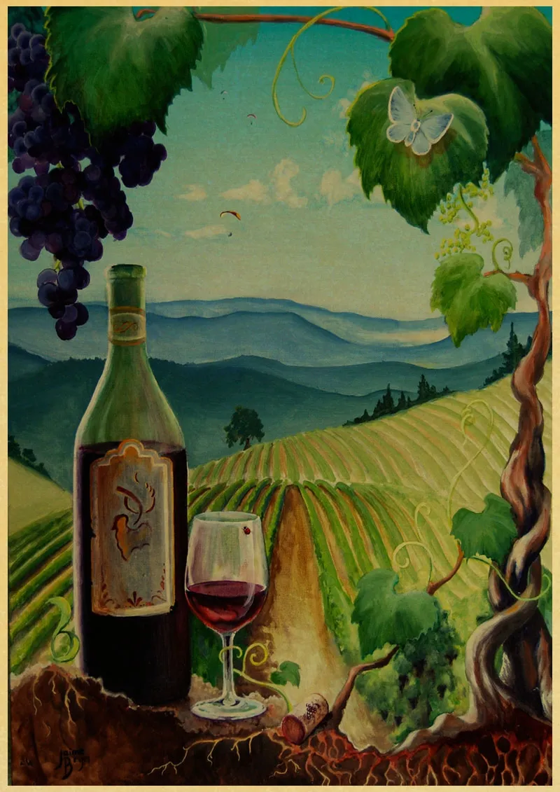 Grundläggande vinhandbok Vintage Poster Öl och vinprovningsguide Retro Kraft Paper Wallpaper Home Decor Bar Wall Sticker2822975