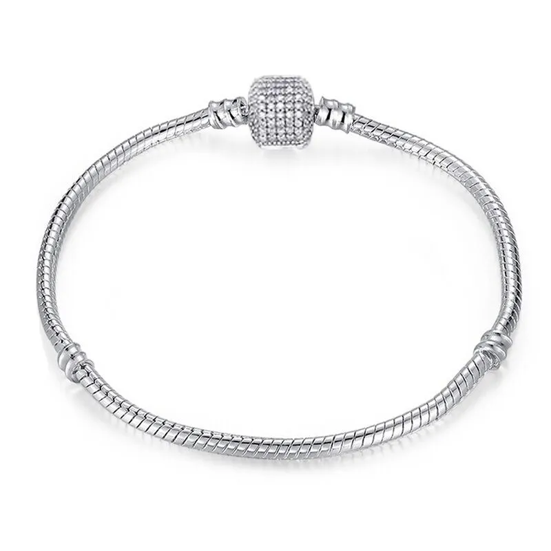 Drop Shipping Silverpläterade armband Snake Chain Fit Charm Pärlor för pandora Armband Armband Kvinnor Barn Gif