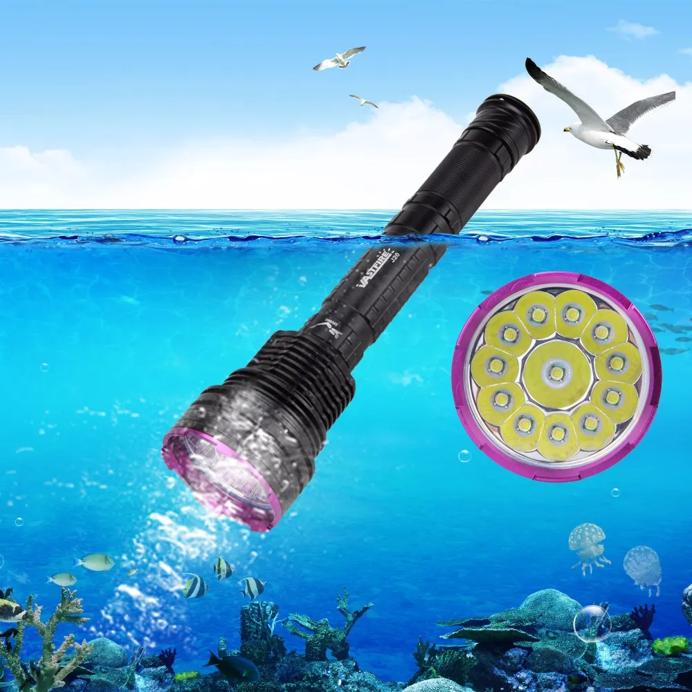 Dive 30000LM 12 x XML T6 LED Waterproof 100m Diving Scuba Flashlight Torch PCB with 18650 Battery Charger