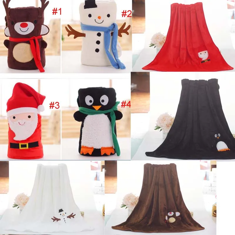 4 stilar Spädbarn Juldekoration Kdis Aduluts Blankets Snowman Penguim Christmas Santas Fleece Blanket