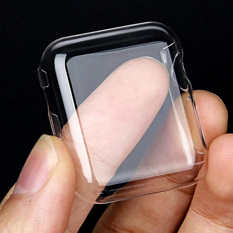 För Apple Watch Case PC Clear Protector Cover för Iwatch Series 5 4 3 2 45mm 41mm 44mm 40mm 42mm 38mm främre täckta fall