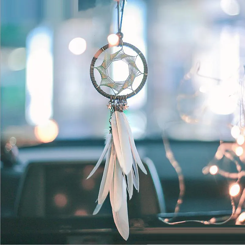 Dream Catcher Handgemaakte kralen Feather hanger Dreamcatcher Home Decor auto ornament sleutelhanger muur hangende kunst ambachten cadeaubunes gunsten