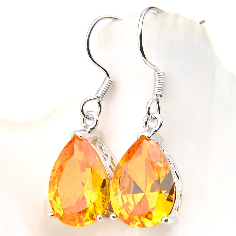 Livraison gratuite-mode brésilienne Citrine cristal 925 ruban bijoux boucle d'oreille charme prix usine E0496