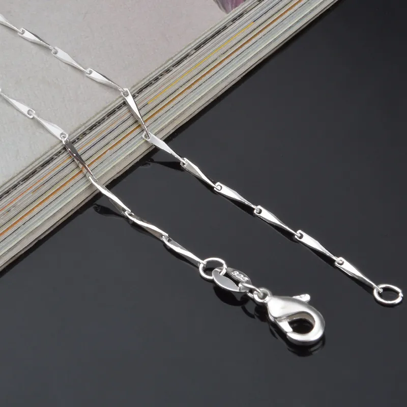 Fri frakt 16--24Inch silverpläterad halsband 10st 1mm kort krage ben halsband halsband 925 stämplat för kvinnor och män mode smycken