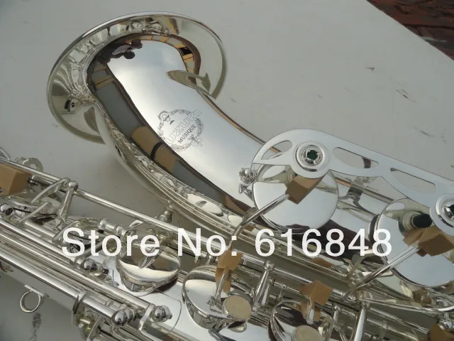 Bb Tune Tenore Sassofono B-Flat SUZUKI Ottone placcato in argento di alta qualità strumento musicale concerto Sax bottoni con bocchino