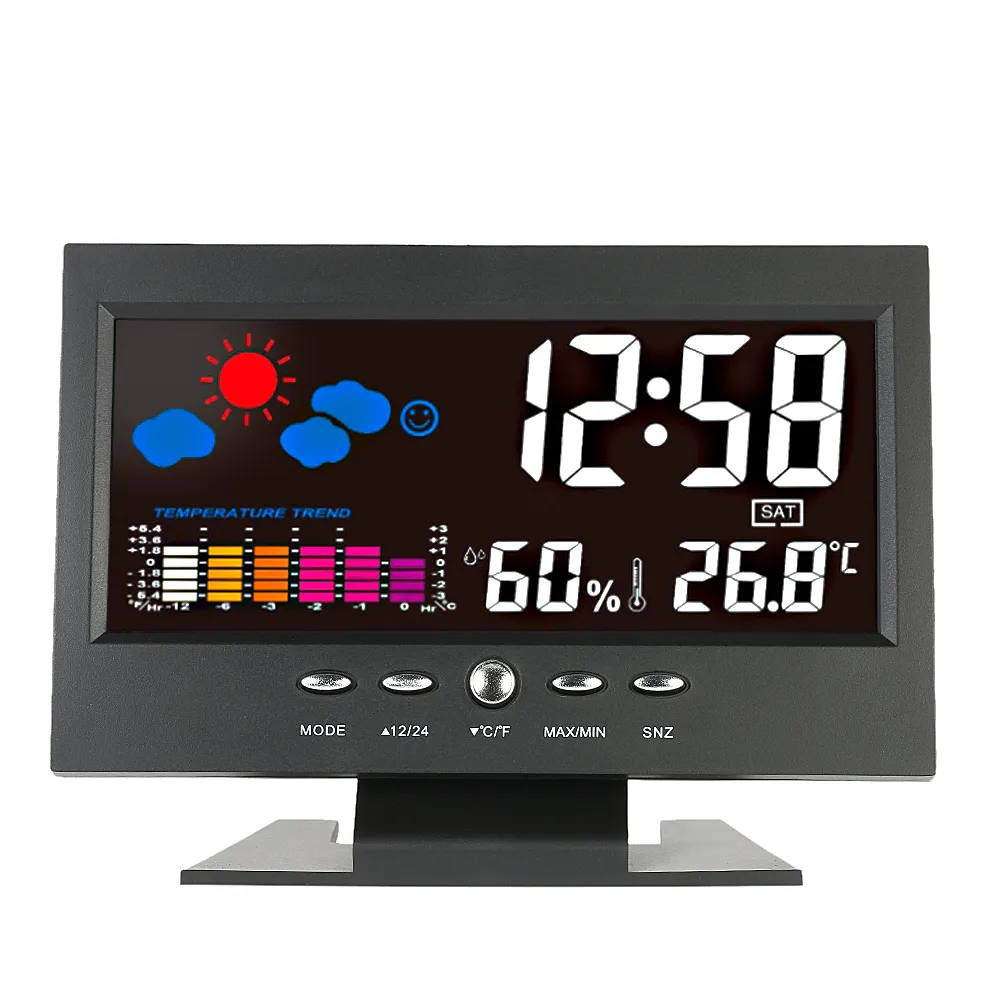 Digital Thermometer Hygrometer weather station Alarm Clock temperature gauge Colorful LCD Calendar Vioceactivated Ba1989673