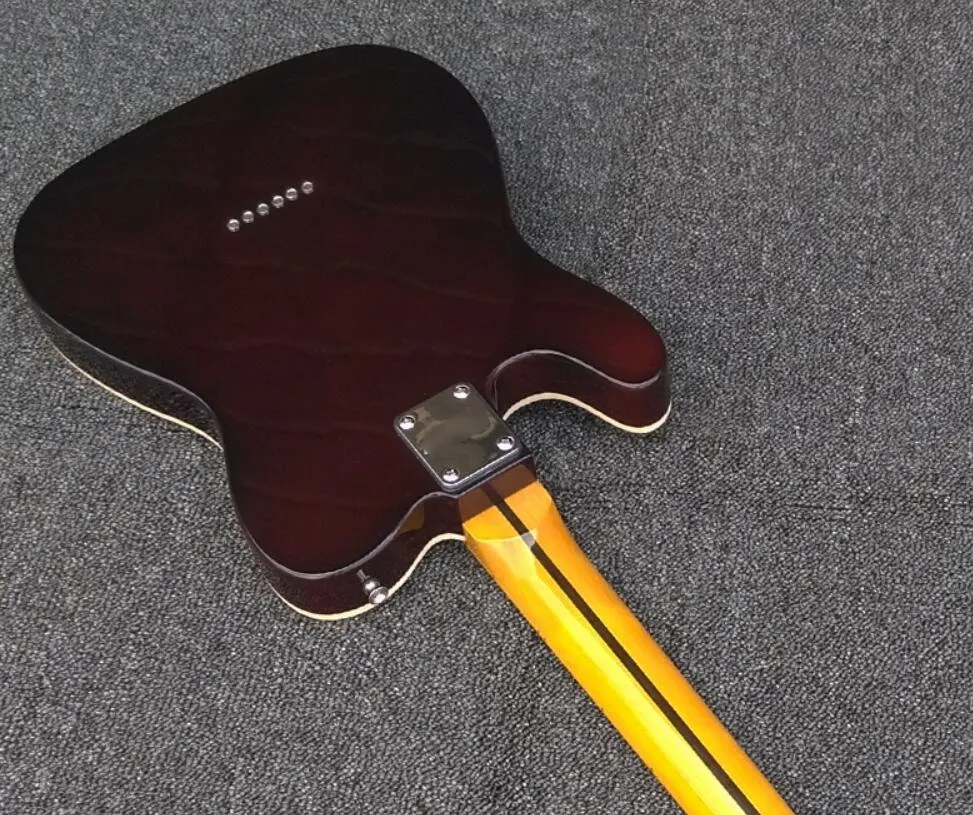 In Stock Amber Sunburst Ash Top Electric Guitar, Maple Neck