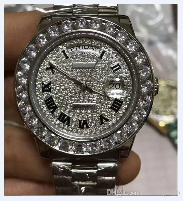 Horloge Heren 18K Wit Goud 41MM Grotere Diamanten Bezel