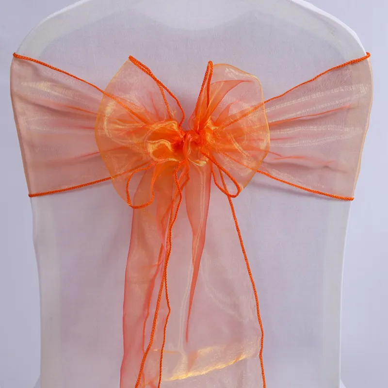 Organza Chair Sash Bow för Cover Bankett Bröllopsfest Händelse Xmas Dekoration