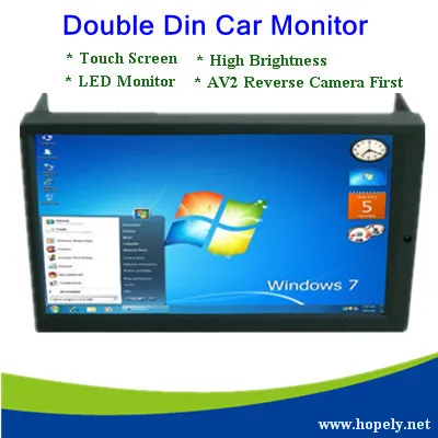 Frete Grátis Alto Brilho 6.95 "Duplo DIN VGA Tela Sensível Ao Toque LEVOU Monitor Do Carro com AV2 Reverter Câmera Primeiro