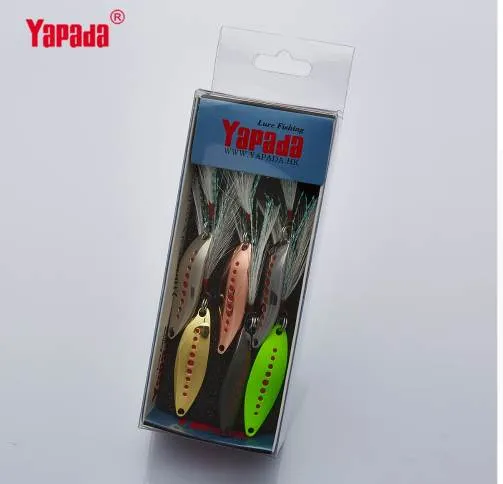 Yapada Spoon 012 Ny Leech 2G-3G-5G Multicolor Enkelkrok + Fjäder 33mm-38mm-45mm 6piece / Lot Metal Small Spoon Fiske Lures