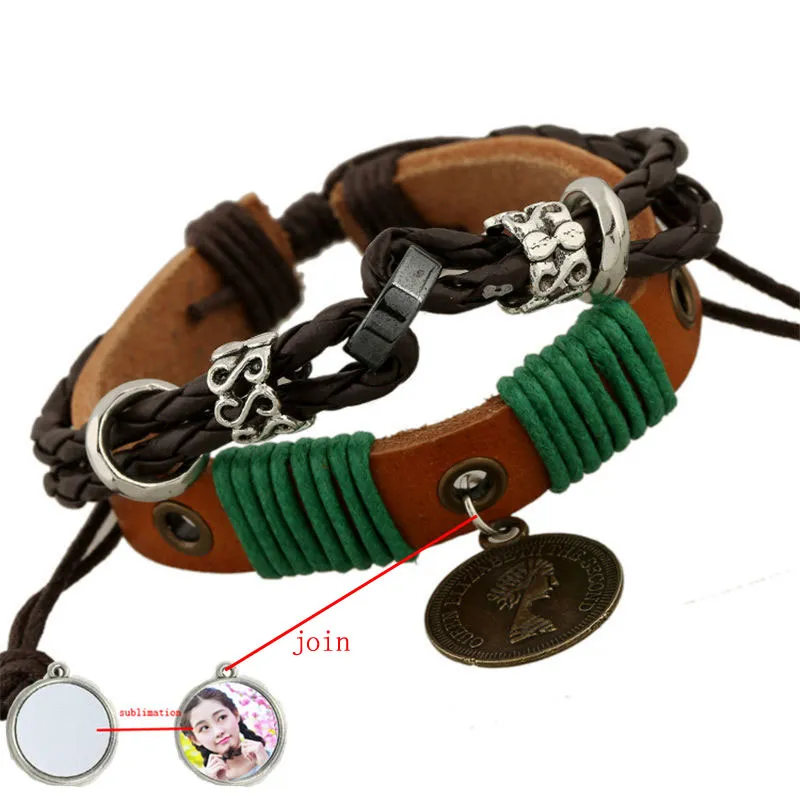 Bracelet perles pour bracelets de charme de poissons feuille de mode sublimation impression par transfert thermique peau de vache diy 6styles bijoux tricotés