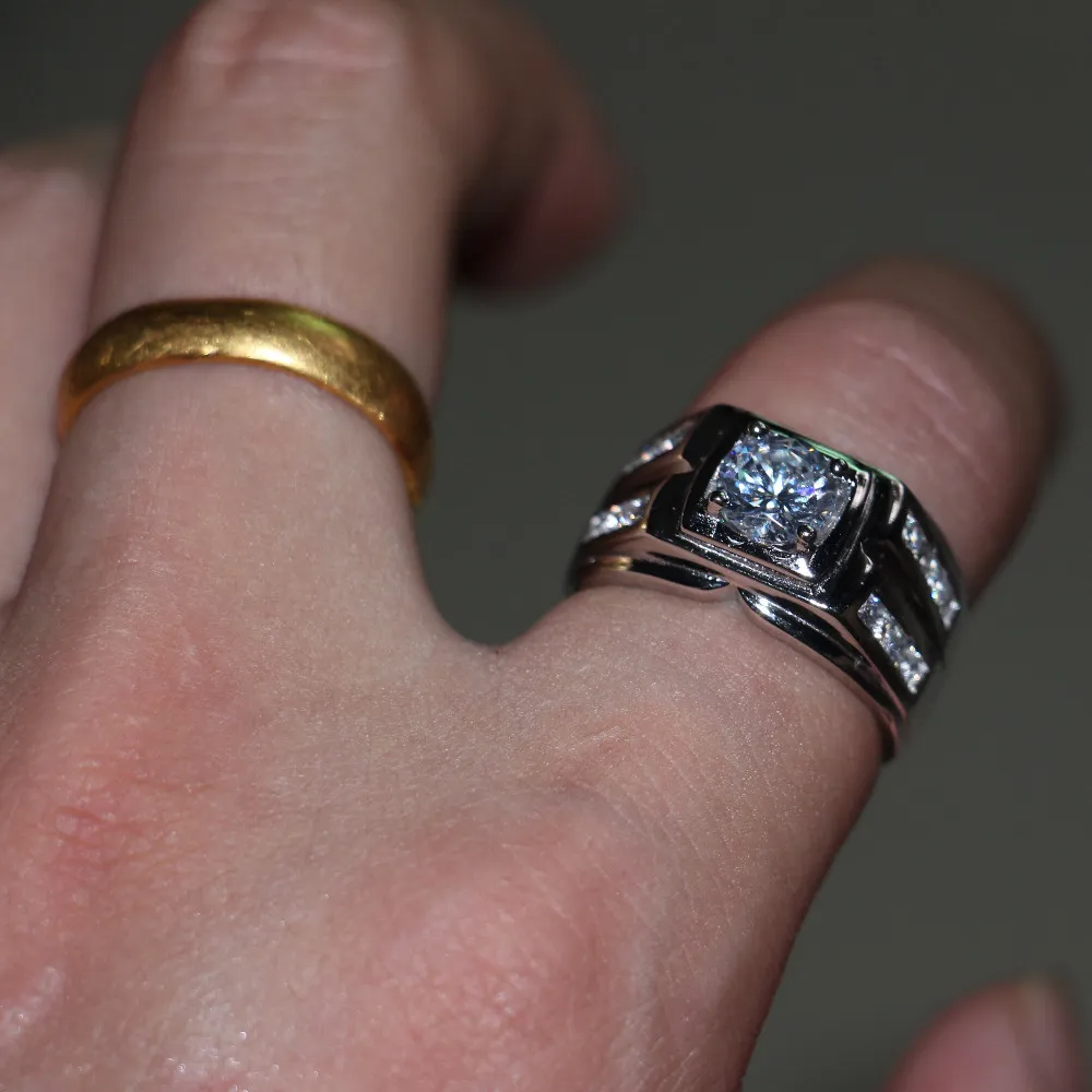 choucong 남자 약혼 반지 반지 2ct 다이아몬드 925 스털링 실버 파티 결혼 반지 Sz 7-13 선물