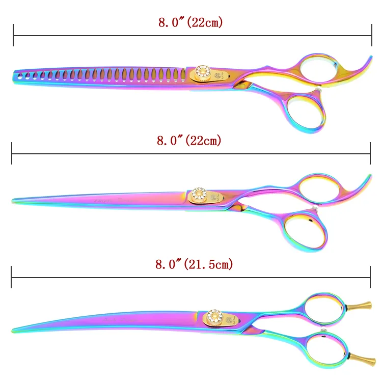 Purple Dragon 80quot Rainbow Kits Pet Scissors Hair CuttingThinningCurved Hair Shears for Dog Grooming Imported Clip3973796