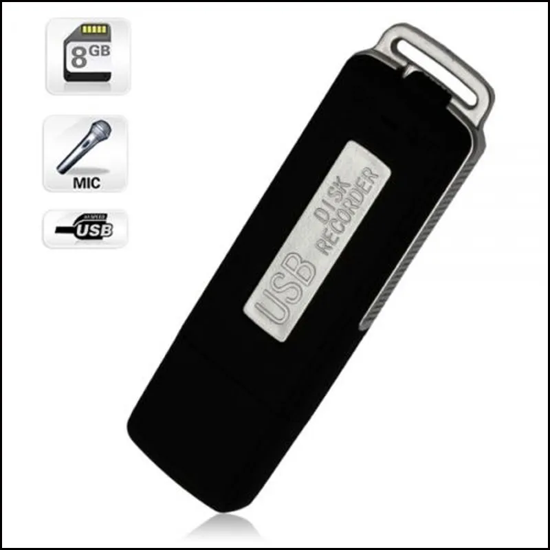 Enregistreur vocal USB de 8 Go de mémoire - Enregistreur audio numérique rechargeable - Clé USB - Clé USB - Dictaphone - 8 Go - Clé USB PQ131